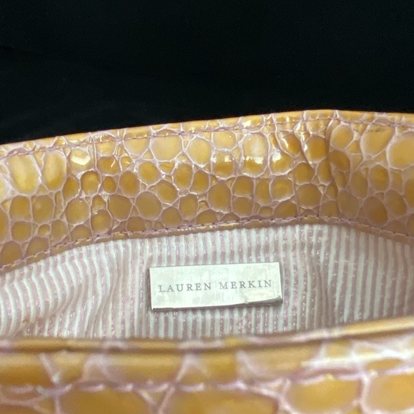 Laura Merkin Leather Croc Embossed Clutch 12x5” - Picture 3 of 8